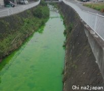 奈良一河流呈荧光绿，始发地发现红色粉末